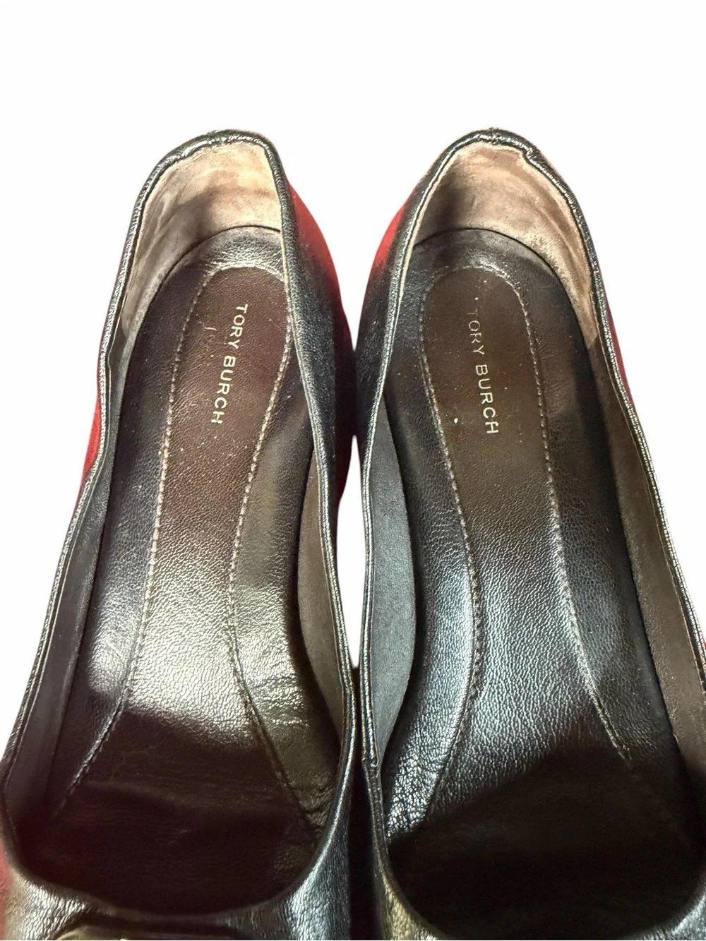 Tory Burch Georgia Black Leather Logo Buckle Square Toe Pumps Size 9.5